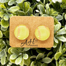 Load image into Gallery viewer, Sports themed earrings, Glass Dome Earrings
