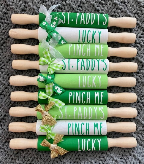 7'' St. Patrick’s Day Mini Rolling Pin | Tiered Tray Decoration | St. Paddy’s Home Decor