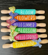Load image into Gallery viewer, 7&#39;&#39; Mini Rolling Pins, Spring Rolling Pins, Spring Farmhouse Tiered Tray Decor, Spring Tier Tray Decor, Spring Mini Rolling Pin, Farmhouse Decor
